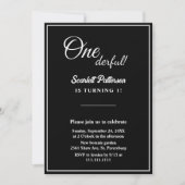 シックエレガントブラック&ホワイトミニマル誕生日 招待状 (正面)