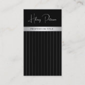 シックエレガントブラック/ホワイト離散ストライプQrコード 名刺 (正面)
