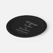 シックエレガントブラック&ホワ結婚イト記念日 ペーパープレート (アングル)