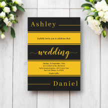 シックエレガントブラック&金ゴールドストライプラグジュアリー結婚ズ