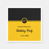 シックエレガントブラック&金ゴールドトレンディー20th誕生日 スタンダードカクテルナプキン (正面)