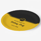 シックエレガントブラック&金ゴールドトレンディー20th誕生日 ペーパープレート (アングル)