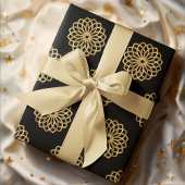 シックエレガントブラック&金ゴールドマンダラ ラッピングペーパー