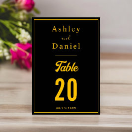 シックエレガントブラック&金ゴールドモダンラグジュアリー結婚ズ テーブルナンバー
