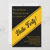 シックエレガントブラック&金ゴールドラグジュアリー40th誕生日 招待状 (正面)