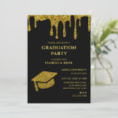 シックエレガントブラック&金ゴールド2025卒業パーティー 招待状 (スタンド正面)