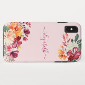 シックエレガントブルガンディピンクオレンジフローラ名 Case-Mate iPhoneケース (裏面(横))