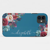 シックエレガントブルガンディピンク海軍フローラ名 Case-Mate iPhoneケース (裏面(横))