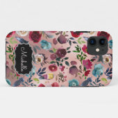 シックエレガントブルガンディピンク海軍フローラ名 Case-Mate iPhoneケース (裏面(横))