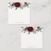 シックエレガントブルガンディレッドピンク赤面フローラ ノートカード (正面/裏面)