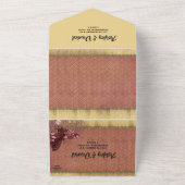 シックエレガントブルゴーニュバラフォーマル金ゴールド結婚ズ オールインワン招待状 (外側)