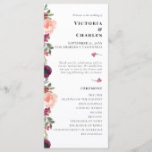 シックエレガントブルゴーニュ水彩フローラ結婚ズ プログラム (正面)