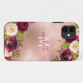 シックエレガントブルゴーニュ赤面ピンクフローラ名 Case-Mate iPhoneケース (裏面(横))
