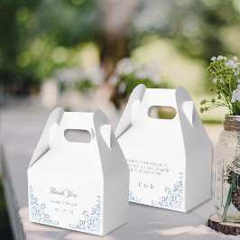 シックエレガントブルーとホワイト結婚の感謝 フェイバーボックス