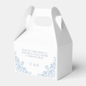 シックエレガントブルーとホワイト結婚の感謝 フェイバーボックス (裏面サイド)