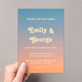 シックエレガントブルーオレンジスカイサンセット結婚ズ アクリル招待状 (インサイチュ (ポータブル))