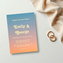 シックエレガントブルーオレンジスカイサンセット結婚ズ アクリル招待状