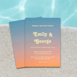 シックエレガントブルーオレンジスカイサンセット結婚ズ 招待状