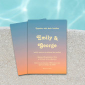 シックエレガントブルーオレンジスカイサンセット結婚ズ 招待状