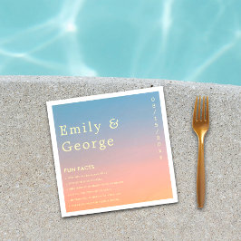 シックエレガントブルーオレンジモダンおもしろいファクト結婚ズ スタンダードカクテルナプキン