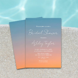 シックエレガントブルーオレンジモダンブライダルシャワー 招待状