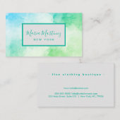 シックエレガントブルーグリーン水彩色 名刺 (正面/裏面)