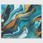 シックエレガントブルーグリーン金ゴールドフェイク大理石 ラッピングペーパー (フラット)