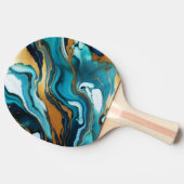 シックエレガントブルーグリーン金ゴールドフェイク大理石 卓球ラケット (横)