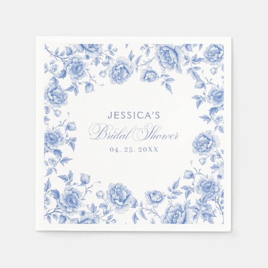 シックエレガントブルートイレチノワセリーブライダルシャワー スタンダードカクテルナプキン (正面)