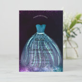 シックエレガントブルードレス、ブライダルシャワー 招待状 (スタンド正面)