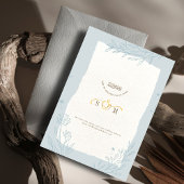 シックエレガントブルーフローライスラーム結婚ズモノグラム 招待状