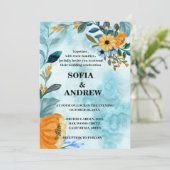 シックエレガントブルーフローラ水色 招待状 (スタンド正面)