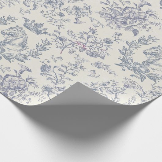 シックエレガントブルーベージュエクエストリアンフローラトワール ラッピングペーパー (角)