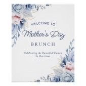 シックエレガントブルーマザーズデイブランチへようこそ ポスター (正面)
