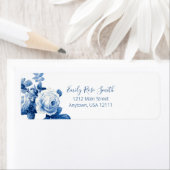 シックエレガントブルーヴィンテージバラ ラベル