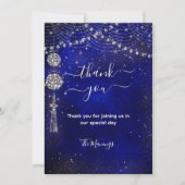 シックエレガントブルー王室のオーナメント感謝していユー カード (正面)