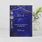 シックエレガントブルー王室のオーナメント感謝していユー カード (スタンド正面)