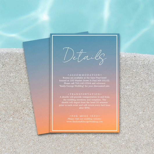 シックエレガントブルー結婚オレンジ詳細 エンクロージャーカード