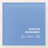 シックエレガントプレーンスタイリッシュブルーのミニマル ガラスコースター (正面)