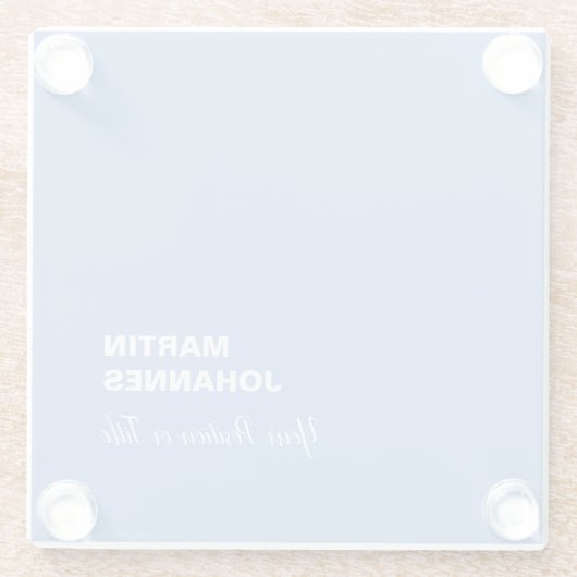 シックエレガントプレーンスタイリッシュブルーのミニマル ガラスコースター (裏面)