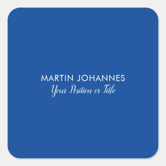 シックエレガントプレーンスタイリッシュブルーのミニマル スクエアシール (正面)