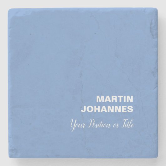 シックエレガントプレーンスタイリッシュブルーのミニマル ストーンコースター (正面)