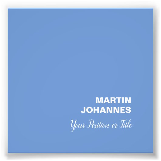 シックエレガントプレーンスタイリッシュブルーのミニマル フォトプリント            (正面)