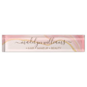 シックエレガントプロフェッショナルピンク金ゴールドマーブルゲート デスクネームプレート (正面)