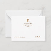 シックエレガントプロフェッショナルライトブラウンモノグラムの ノートカード (正面)