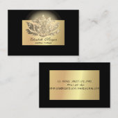 シックエレガントプロフェッショナル、金ゴールドロータス、ブラック 名刺 (正面/裏面)