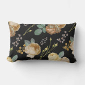 シックエレガントベージュバラフローラオンブラック ランバークッション (正面)