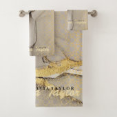 シックエレガントペーストグレー金ゴールド大理石バスタオル バスタオルセット (インサイチュ)