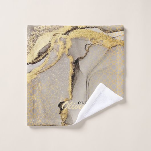 シックエレガントペーストグレー金ゴールド大理石バスタオル バスタオルセット (ウォッシュタオル)