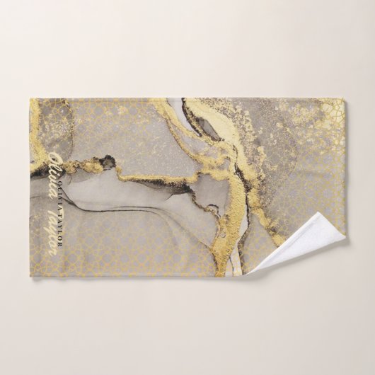 シックエレガントペーストグレー金ゴールド大理石バスタオル バスタオルセット (ハンドタオル)